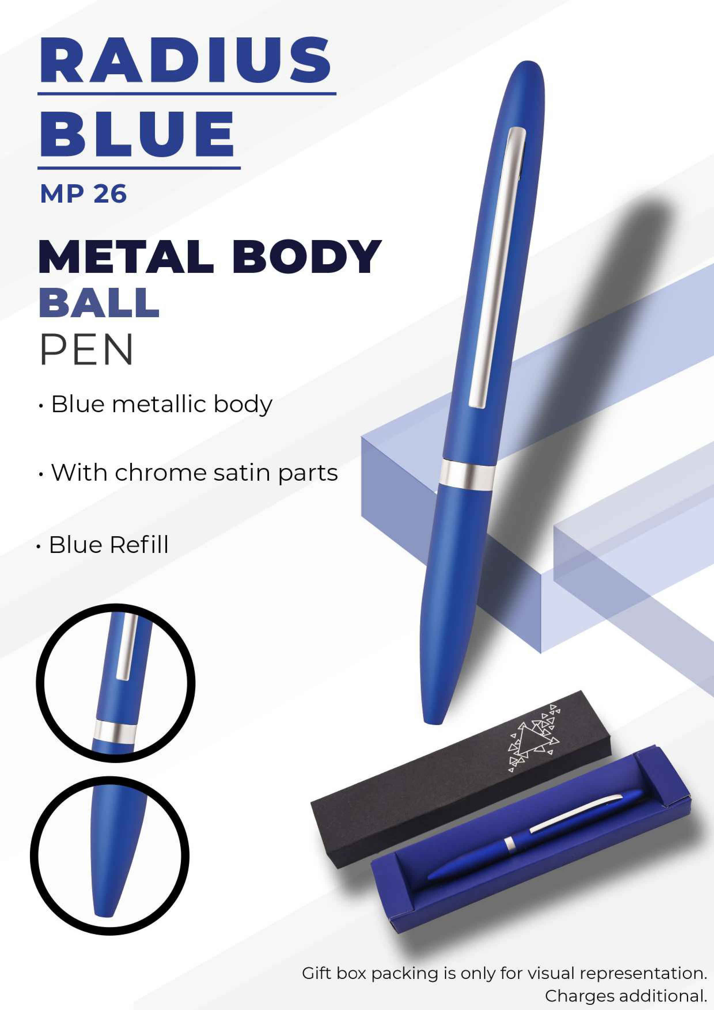 Metal Body Ball Pen Radius Blue