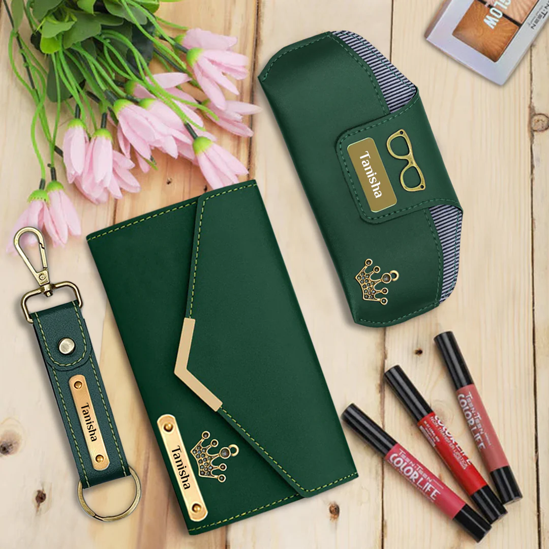 Corporate Gift for Men – Elegant Tan Wallet, Keychain & Sunglass Case Set